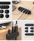 All In One Cable Management Kit For Computer Desk And TV Setup with black cable holder clips on desk