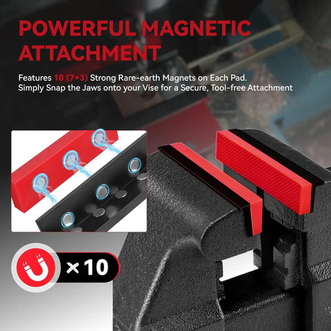 Top Shelf 4.5 Inch Magnetic Soft Jaws For Bench Vise Featuring Universal Non Slip Grip Pads Crafted For Mill Drill Press Clamps with magnets.