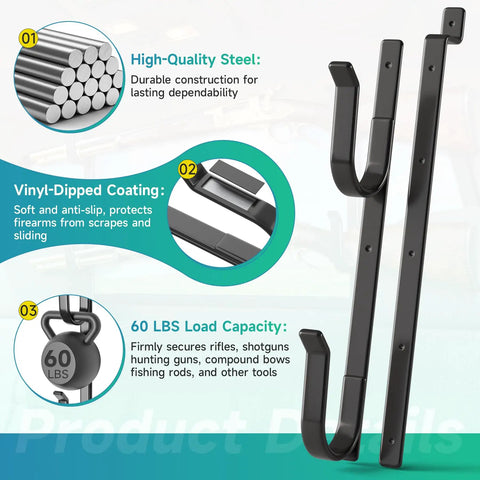 Rear Window Gun Rack For Pickup Trucks Heavy Duty Steel 14-25 Inch Adjustable Rifle Mount With Dipped Coating details