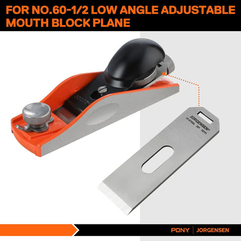 Pro Grade No Sixty Half Block Plane Blade O1 Tool Steel For Adjustable Low Angle Wood Planers Hrc 62 To 64 with ergonomic handle.