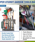 Comparison of Beefy Heavy Duty Garden Tool Organizer for Garage and Shed Holds Up To 58 Long Handled Tools next to other racks.