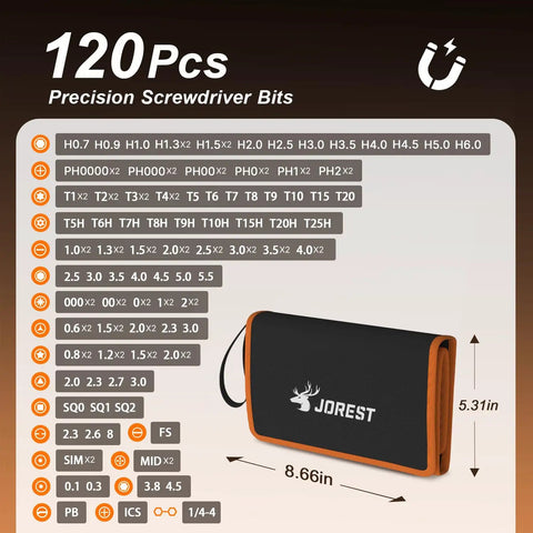 145 In 1 Precision Screwdriver Set With 120 Bits For Electronics Repair Pro Grade Kit For Laptop iPhone PC MacBook Nintendo Xbox PS5 With Anti Static Wrist Strap And All The Right Bits Great Gift For Men, 8.66in bag