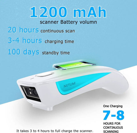 Pocket Sized Wireless Barcode Scanner Bluetooth 1D 2D Reader For POS Ultra Fast Precise Auto Scan On The Go handheld device