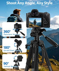 Hiker captured by Beefy Heavy Duty Aluminum Camera Tripod With 19 To 75 Inch Extendable Height in mountainous landscape