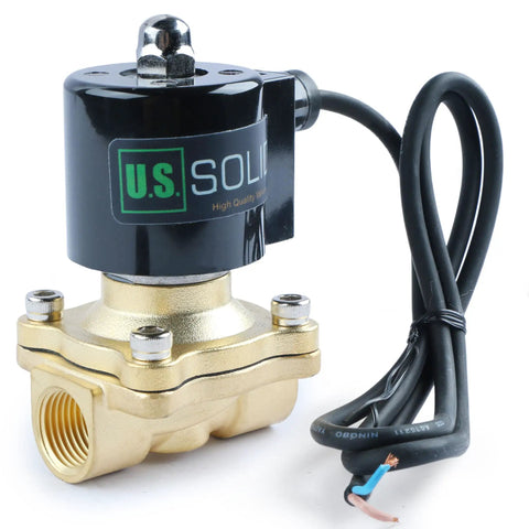 1/2 Inch Brass Electric Solenoid Valve 110V AC Normally Closed IP67 Waterproof Heavy Duty with brass body and wires