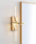 9-Inch Gold Modern Minimalist Integrated LED Vanity Light Sconce Dope Glow Dimmable Metal Wall Lamp for Bathroom Mirror Hallway
