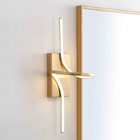 9-Inch Gold Modern Minimalist Integrated LED Vanity Light Sconce Dope Glow Dimmable Metal Wall Lamp for Bathroom Mirror Hallway