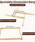 Pro Grade Adjustable Juice Groove Router Jig with Precision Scale and Solid Wood Template Frame for Cutting Boards and Woodworking Creating Perfect Square Grooves Every Time, shown with minimum and maximum configurations.
