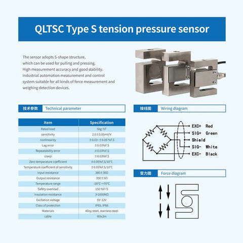 Beefy 0-500 Kg Load Cell With Built-In Indicator Display For Ultra Accurate Industrial Weighing, High-Sensitivity Sensor And Precision Calibration Delivers Rock-Solid Measurements Every Time. Type S tension sensor, alloy steel, 5kg-5T