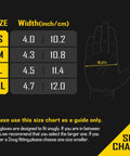 Size chart for Cut Resistant Work Gloves With Impact TPR Protector And Nitrile Dipped Grips, Orange Large, showing hand width.