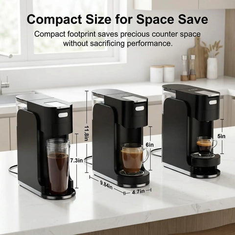 All In One Single Serve Coffee Machine For Ground Coffee K Cup Pods Nespresso Original And Dolce Gusto Pods Hot And Iced Coffee Maker compact on counter
