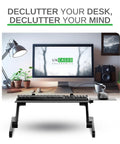 WorkEZ Adjustable Keyboard Stand For Desk Ergonomic Keyboard And Mouse Riser in modern workspace with green plants and decor