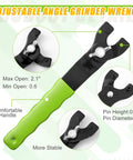 Adjustable angle grinder wrench with ergonomic green handle, max opening 2.1 inches, designed for Beefy Angle Grinder Nut And Wrench Replacement Kit.