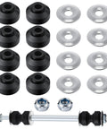Universal 3/8 Inch Sway Bar End Link Bushing Repair Kit For Cars, Trucks, And SUVs Stop Clunks, Tighten Steering, Easy DIY Suspension Refresh With Durable End Link Bushings, black bushings and silver washers