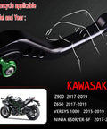 Close-up of Adjustable Short Brake And Clutch Levers For Kawasaki Z900 Ninja 650 Z650 Ergonomic Anodized 6061 Aluminum motorcycle parts.