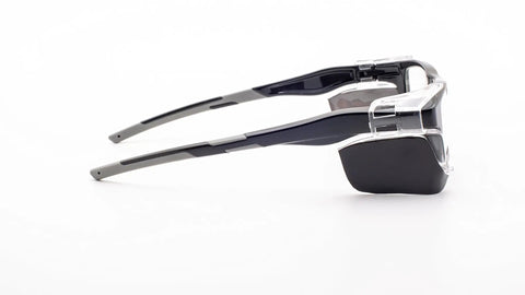 Side view of Leaded Radiation Protective Eyewear With TR-90 Frame And Side Shields RG-17012-BK showing side shields and black arms.