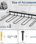 Diagram showing two pack wall mounted boot rack for tall boots and cowboy boots, industrial metal shoe organizer, with included screws.