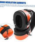 Heavy Duty Hearing Protection Earmuffs Built To Crush Nasty Workshop And Factory Noise Solid Sound Insulation adjustable fit in bright orange.