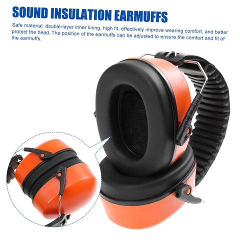 Heavy Duty Hearing Protection Earmuffs Built To Crush Nasty Workshop And Factory Noise Solid Sound Insulation adjustable fit in bright orange.