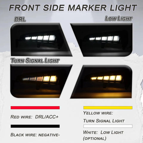 Toyota Tacoma 2024 2025 2026 Front Wheel Arches Side Marker Light With Sequential Turn Signals Replacement Front Fender Flares