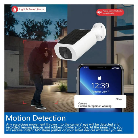 5MP 4G Solar Outdoor Security Camera Featuring Sharp Human Detection And Always On Deck Color Night Vision with alarm and app alerts.