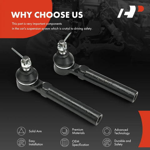 2 Front Outer Tie Rod Ends For Honda CR-V 2007-2011 North American Models, Easy Install Replacement For Stable Steering, Beefed-Up Durability And High-Quality Linkage Upgrade To Improve Handling And Road Confidence. pair of black metal steering linkage ends