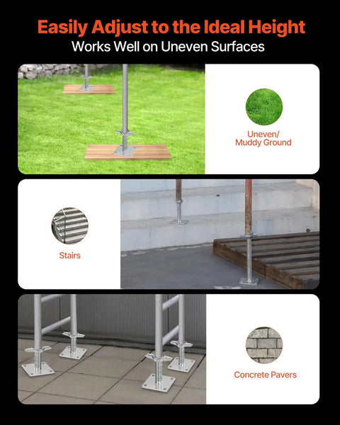 Four Pack Beefy Adjustable Leveling Jacks For Baker Style Scaffolding on uneven surfaces