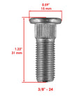 Front Left And Right Wheel Hub With Bearings And Complete Hardware Kit For Polaris Ranger 700 – bolt 3/8"-24, 1.22" length, steel material.