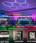 Hexagon LED Garage Light With Remote Control RGB Color Changing Panel Ceiling Light Waterproof High Brightness for home setup