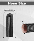 2 Inch Silicone Coated Fiberglass Air Duct Hose, 3.3 Feet Long, Flexible Cooling Ducting With Sprung Steel Wire, Black