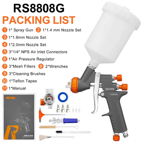 Kickstart Your Garage Refresh With This Top Shelf HVLP Spray Paint Gun Kit equipped with 1.4 1.8 and 2.0 millimeter tips and accessories.