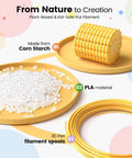 15 Color 1.75Mm 3D Pen Filament Refills Set, 240 Feet Total, Compatible With SCRIB3D P1/ADV And MYNT3D Basic, Super, Pro shown with corn starch and PLA material