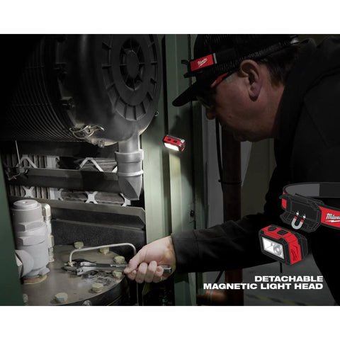 Person using a Rechargeable Magnetic Task Light With LED, 2 Foot Heavy Duty Cable, Lightweight Black Work Light For Garage And Job Sites.