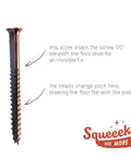 Pro Grade Replacement Screws For Dead Silent Floors Zinc Plated Rust Resistant Scored Counter Snap Fasteners To Knock Out Stubborn Creaks On Hardwood Carpet Vinyl And Linoleum Smooth As Butter 250 Pack close-up view of scored zinc screw demonstrating invisible fix features.