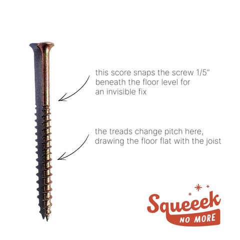 Pro Grade Replacement Screws For Dead Silent Floors Zinc Plated Rust Resistant Scored Counter Snap Fasteners To Knock Out Stubborn Creaks On Hardwood Carpet Vinyl And Linoleum Smooth As Butter 250 Pack close-up view of scored zinc screw demonstrating invisible fix features.