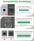 Compatibility chart for 5V 1A Power Supply Adapter Universal AC To DC Charger 5W Center Positive With 8 Tip Plugs