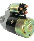 Shop Grade 12 Volt Starter Motor For Nissan Auto And Light Truck With 8 Teeth Straight Up Bolt On Replacement Part Guaranteed Smooth Daily Cruising No Hassle Garage Ready Power, close-up view highlighting terminals.