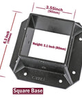 304 Stainless Steel Square Flange Anchor Base For 4x4 Wood Posts On Deck Railings With 24 Screws Black Finish, top view
