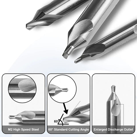 7 Piece M2 High Speed Steel Center Drill Bit Set For Metal Lathe Tools With 60 Degree Countersink Precise Hole Positioning Durable Bits
