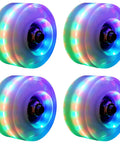 4 Pack Luminous Roller Skate Wheels with Bearings for Night Time Rides 32mm By 58mm Quad Wheels in White Glow in the Dark