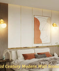 Gold Globe Wall Sconce 1 Light Modern Mid Century Dope Gold Wall Light for bedroom 3000K G9 bulbs included, above bed