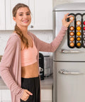 Magnetic Coffee Pod Holder for Nespresso Vertuo Capsules Mounts on Fridge Door or Side Sleek Space Saver Organizer Keeps Pods Handy Neat and Clutter Free