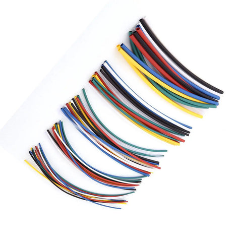 Ultimate 70 Piece Heat Shrink Tube Kit With Polyolefin Wire Wrap Tubing, 5 Smalls Sizes And 7 Cool Colors, Flame Retardant For Cars Motor Homes And Garages Shops At Up To 230 Degrees F. assorted polyolefin heat shrink tubes in 7 colors, 5 sizes