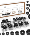 Assorted 75 Piece Stainless Steel K Lock Nuts Set With Tooth Washers Black Finish SAE Lock Nuts 304 Stainless Handy Hardware Kit