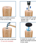 Installation guide for Eight Pack M6 Threaded Adjustable Furniture Levelers Feet For Table And Chair Legs Screw In Leveling Glides.