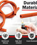 2 Pack Furnace Pressure Switch Hose Kit With 3/16 Inch ID By 38 Inch Length High Temperature Silicone Vacuum Tubing Includes Six 304 Stainless Steel Clamps Compatible With 79-21491-83 shown with heat and crack resistance features.
