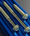 One Pound Pack Of 12 Gauge Exterior Lag Screws, 2 Inch Length, Hex Washer Head, 5.5x50mm, Yellow Coated Exterior Wood Screws