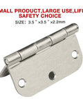 Heavy Duty 24 Pack 3.5 Inch Round Brushed Satin Nickel Door Hinge with 6 holes shown in close-up, ideal for interior and exterior use
