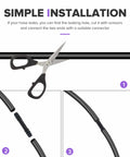 Simple installation guide for Six Piece 5 Foot Silicone Vacuum Hose Kit With 64 Connectors showing cutting and joining process.