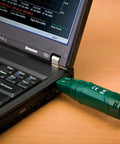 Grab And Go Humidity And Temperature USB Data Logger With 16,000 Readings Memory, connected to laptop showing data graph